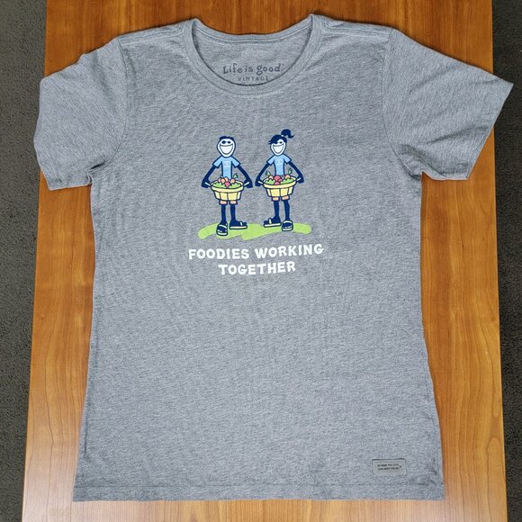 Life Is Good Crew Neck Short Sleeve Vintage Foodies Working Together Tee - M - Picture 5 of 9